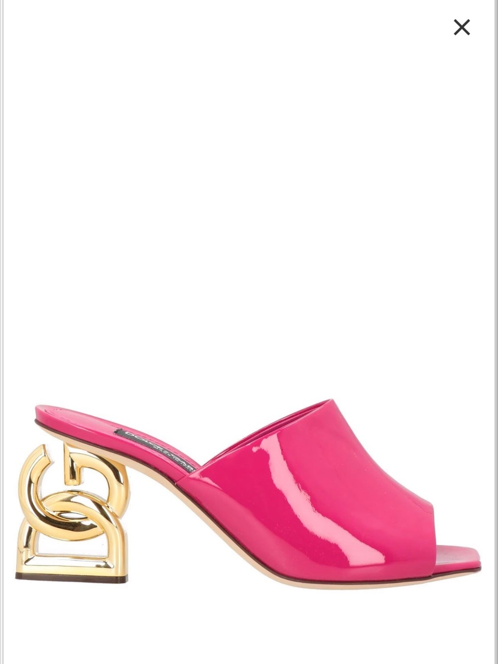 Dolce & Gabbana Hot Pink Patent Mule with Sculptural Gold Heel